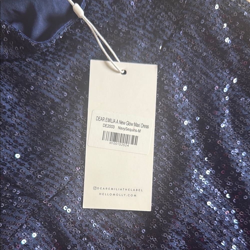 NWT Navy Blue Sequin Gown - Picture 3 of 4